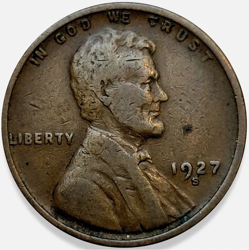 1927-S Lincoln Wheat Penny Cent 1c Very Fine F+ * Original Surfaces * 1927S