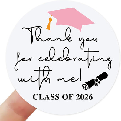 Class of 2026 Graduation Thank You Stickers - 120 Pack (Pink, 1.6 Inch)