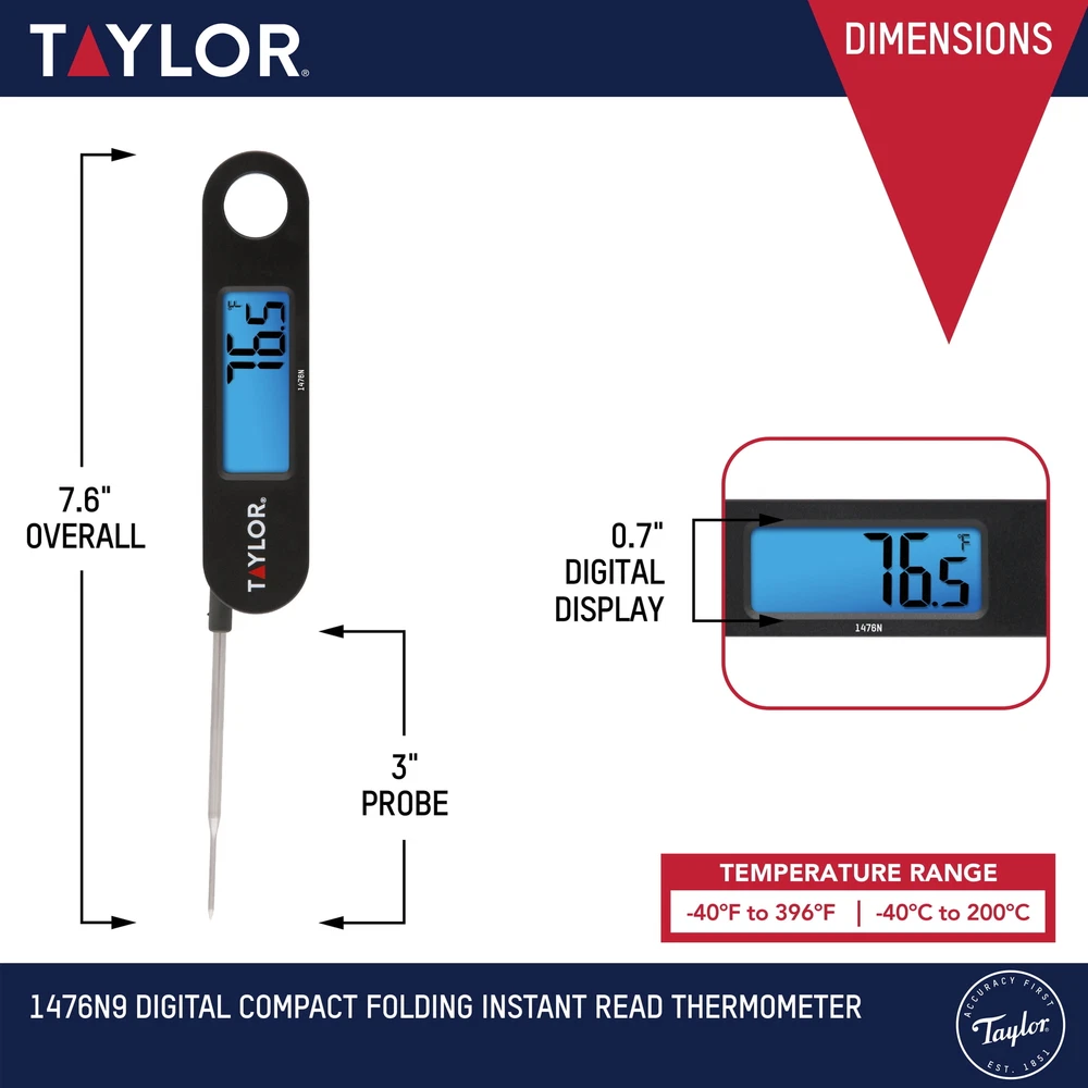Digital Meat Thermometer Folding Probe Stainless Steel W/ Backlight Display NEW Digital Meat Thermometer Folding Probe Stainless Steel W/ Backlight Display NEW