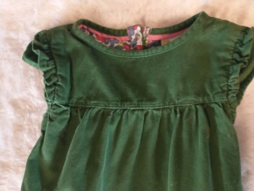 Mini Boden 3-4 Baby Girls Months Green 💚 Cord. Lined Dress - Picture 3 of 5
