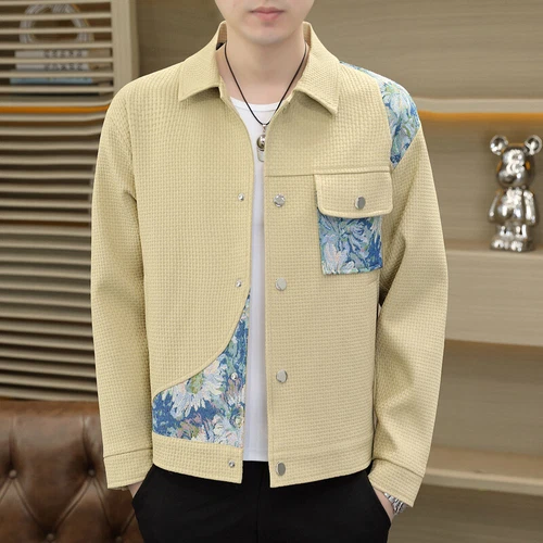 Chaqueta de cuello de solapa informal juvenil moda abrigo corto de un solo pecho para hombre - Imagen 25 de 25