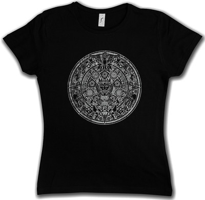 AZTEC MANDALA DAMEN T-SHIRT Azteken Indians American Mayans Maya Sign Mexico