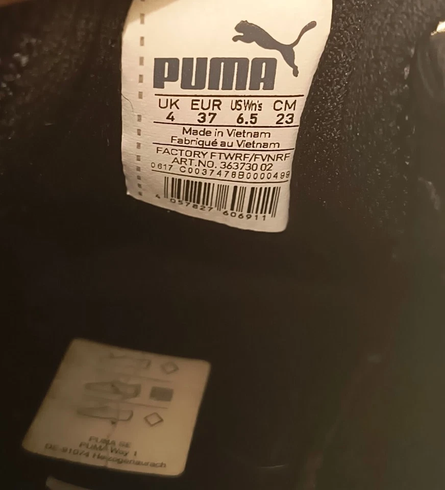 PUMA Vikky Platform Velvet Black Sneaker Women Shoes Size 4 UK 37 EU 363730 02 - Image 4 of 4