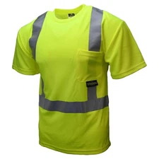 HI VIS SHORT SLEEVE T SHIRT ANSI CLASS 2 REFLECTIVE VISIBILITY ROAD WORK SAFETY