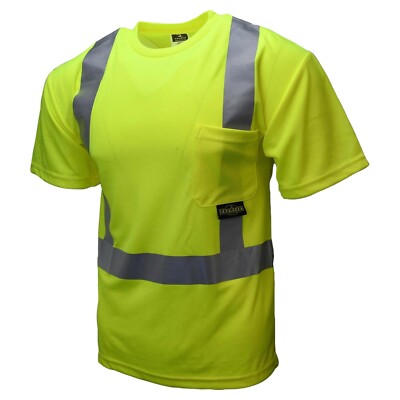 HI VIS SHORT SLEEVE T SHIRT ANSI CLASS 2 REFLECTIVE VISIBILITY ROAD ...