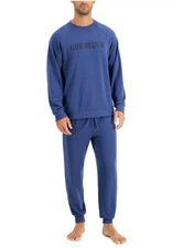 FAMILY PAJAMAS Men's Crew Love Family Pajama Set sz L Large Blue PJs