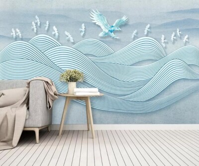 3D Blue Eagle Wave G9149 Wallpaper Wall Murals Removable Self-adhesive Honey