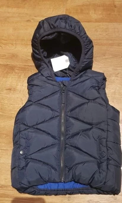 Next Boys Navy Hoodie Quilted Gilet Size: 9-12 months BNWT