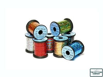 Uni holographische Mylar | 8 Farben | 3 Größen | Fliegenbindung holographische Lametta