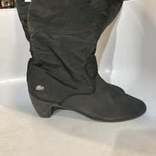 Lacoste Savoye Green Suede Women Knee High Heel Boots Size 10 Na46