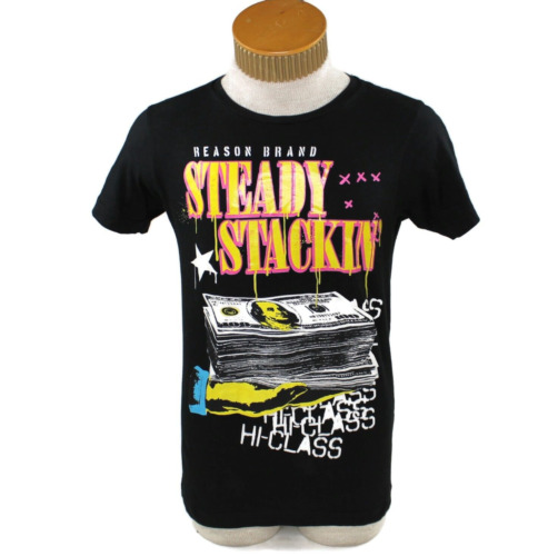 Reason Brand Black T-Shirt Steady Stackin' 100 Dol