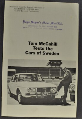 1969-1970 Saab 99 Sedan Road Test Brochure Folder Excellent Original
