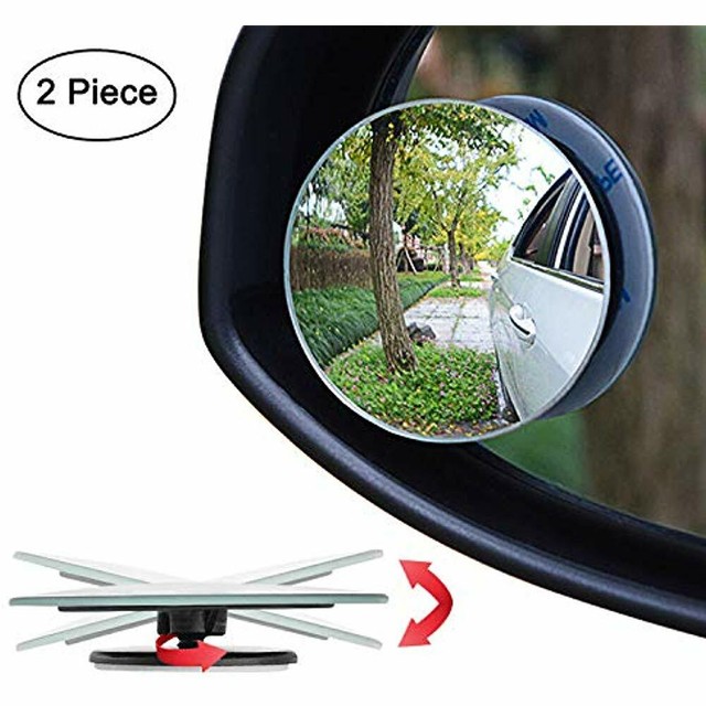 Homesprit 2 Pack Blind Spot Mirror 2 Round HD Glass Convex Rear View 360/°Rotate Adjustable Wide Angle Rear View Mirror for All Universal Vehicles Car