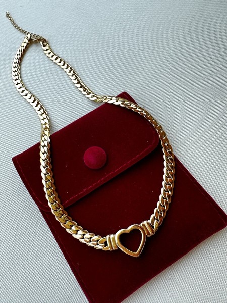 Alternate view of Aphrodite, Venus, Gold, Heart Necklace. Gold Plated. Cuban Chain