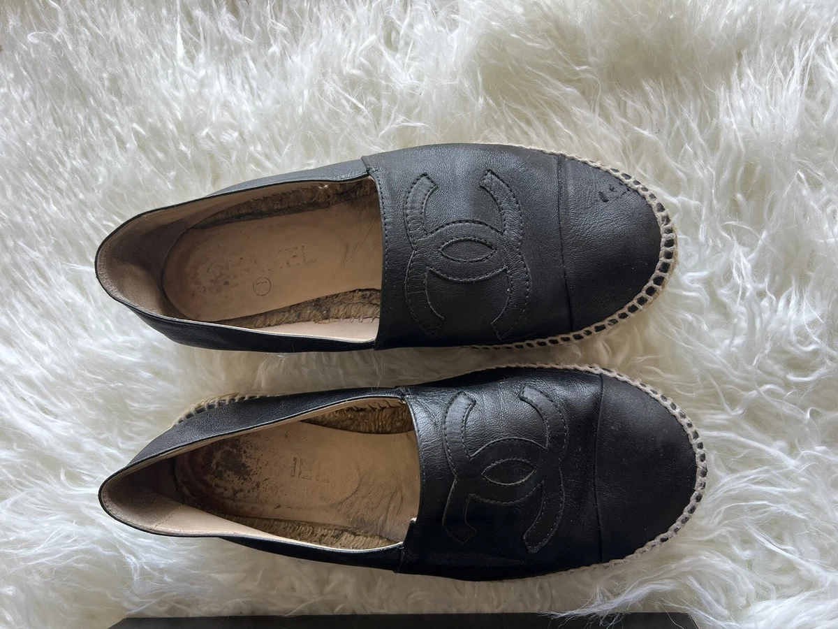 Chanel Espadrilles 38. Black leather. Used. eBay