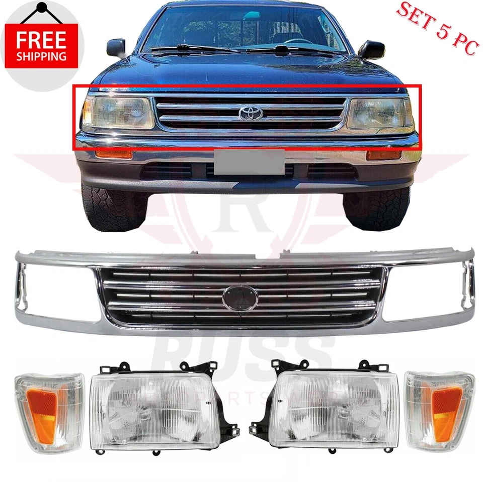 For 1993-1998 Toyota T100 Front Grille & Headlight Parking Marker Light Lamp Kit - Imagem 2 de 4