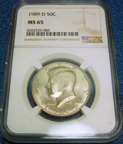 1989 D 50C KENNEDY HALF-DOLLAR  NGC MS65 #066
