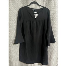 New Madewell black Starland Bell-Sleeve Dress w/ Pockets
