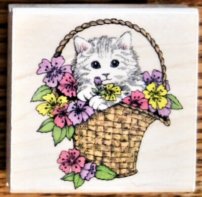 cat flower basket