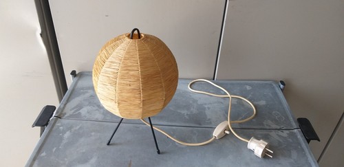 Original Vintage Bast Nachtischlampe 60 er Jahre, funktionsfähig , 50/60 er Jahr