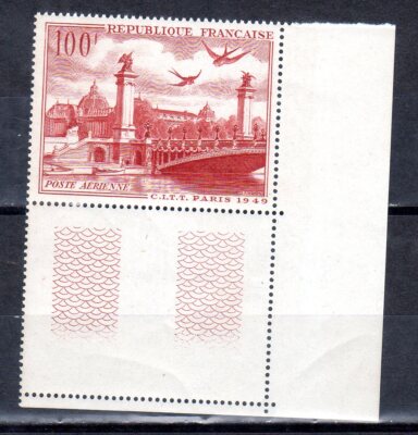 frankreich 1949 luftpost 100fr avedute von paris A28 mnh vollgummi adf