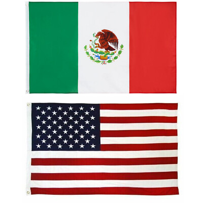 3'X5' 3X5 Feet Wholesale Combo USA American & Mexico Mexican Flag Grommets