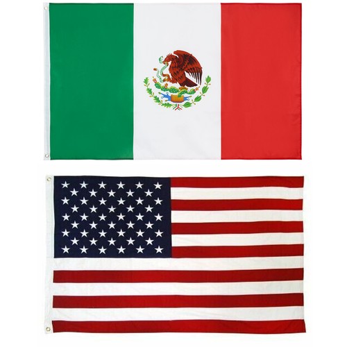 USA & Mexiko Flaggen-Banner 3x5 Fuß (ca. 90x150 Cm) – Großhandel, Mit Ösen, 100% Polyester