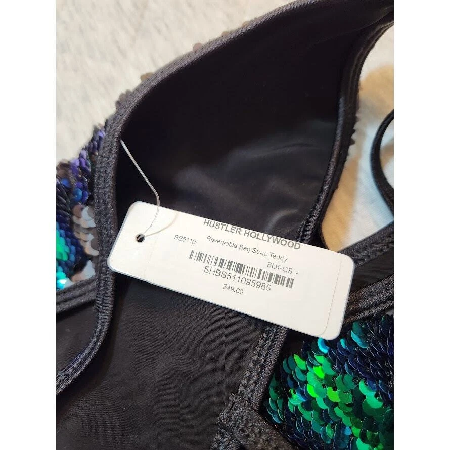 Hustler Hollywood 女式比基尼游泳上衣连体泳衣绿色全新带标签 — 第 4/4 张图片