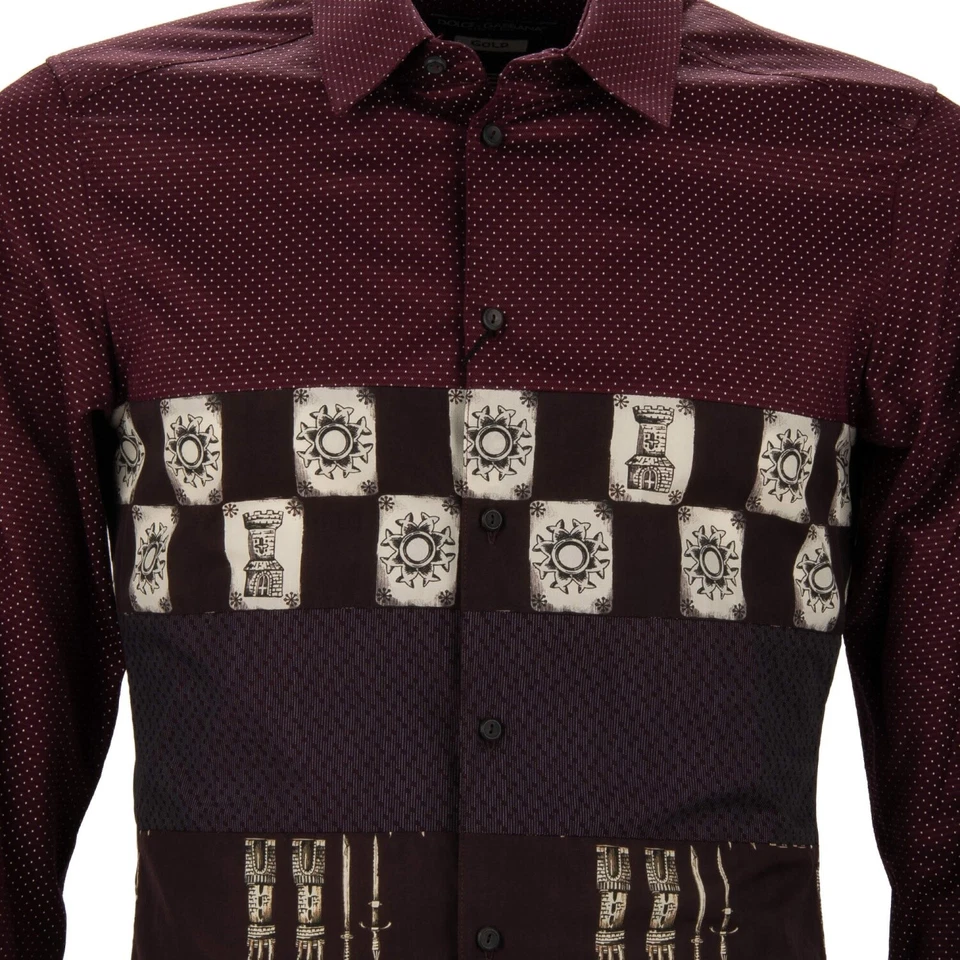 Camisa de algodón con estampado de lunares DOLCE & GABBANA Royal Armor DORADA Burdeos Foto 4 de 4
