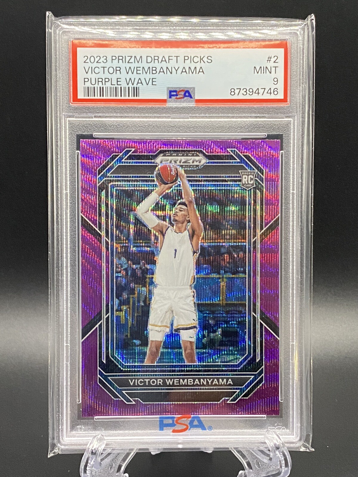 2023 Prizm Draft Picks Victor Wembanyama Purple Wave #2 PSA 9 San Antonio Spurs