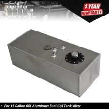 Silver 15 Gallon/60L Aluminum Racing/drift Fuel Cell Gas Tank+cap+level Sender