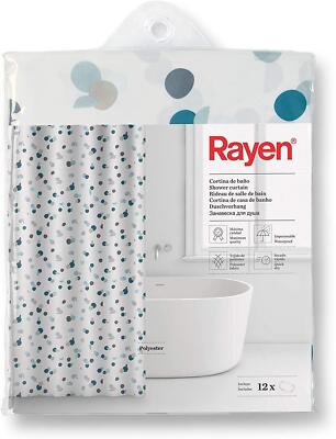 Rayen Wasserdichter Schnelltrocknender Badezimmer Duschvorhang Weiß Grün Punkte 180x200cm