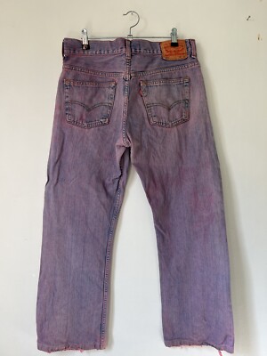 Levis 503 Regular Bootcut Mid Rise Distressed Pink Denim Jeans Tagged 33x32 (34 