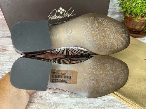 New~ Patricia Nash Tilly Multi Color Brown Tooled Leather Mule Shoes Size 6 / 36 - Picture 7 of 9