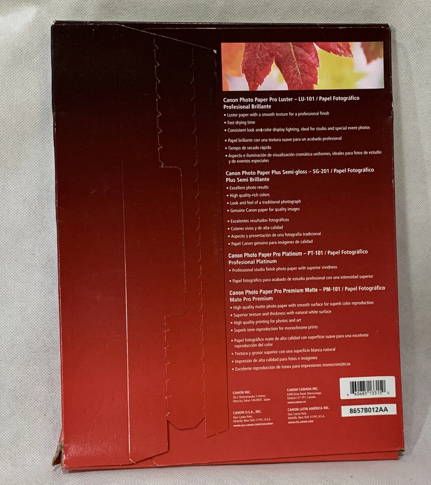 Canon Pro Paper Luster Sampler Pack 8.5 x 11" - Total 20 Sheets #8657B012 - Image 2 of 2