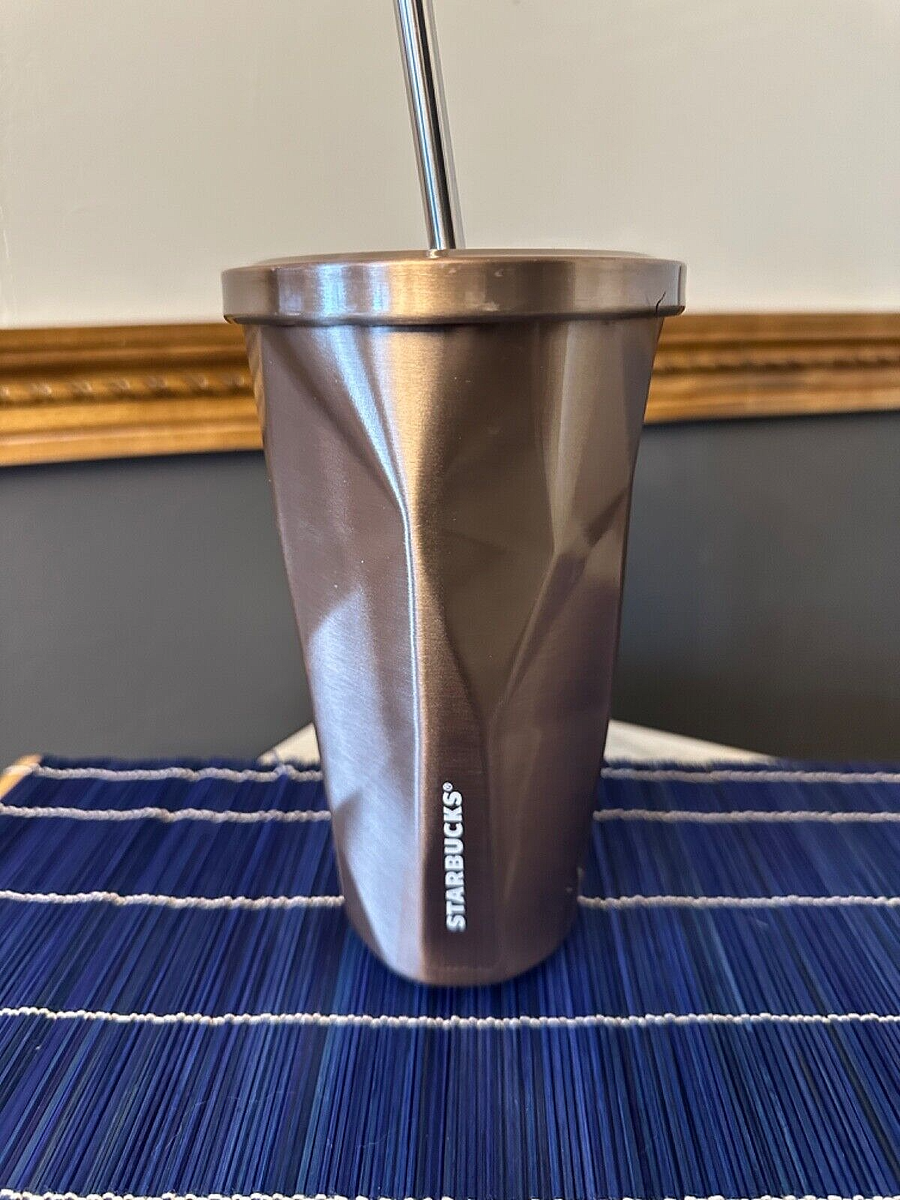 Starbucks 2012 Chiseled Rose Gold Stainless Steel Tumbler w/ Straw