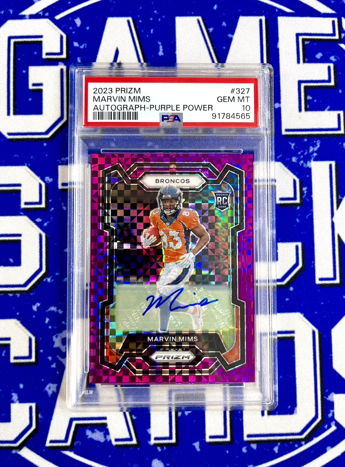 2023 Panini Prizm - Marvin Mims Purple Power Prizm Auto # /49 RC #327 Broncos 💥