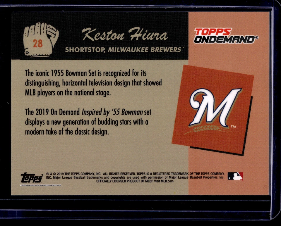 2019 Topps On-Demand Inspired by '55 Bowman #28 Keston Hiura card - Image 2 of 2