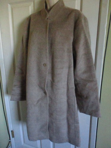GR. XL Eileen Fisher ALMND drapischer Suri Alpaka Kerbe langer Mantel neu mit Etikett - Bild 2 von 4