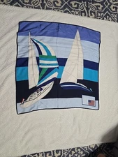 Ralph Lauren Polo Regatta Boat Sailing Flag Scarf 100% Silk  30x30" READ