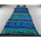 R&K Originals Womens Plus 18 Blue Green Geometric Smocked Rayon Midi Dress