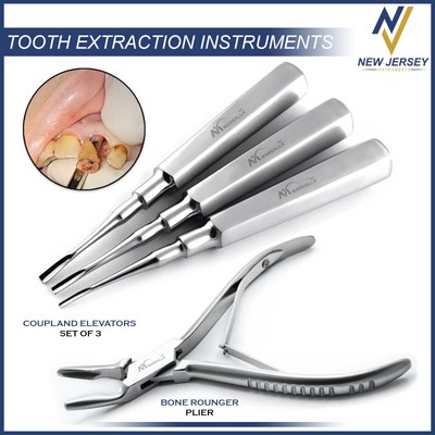 Basic Tooth Extraction Kit Coupland Dental Extracting Elevators Rongeur Plier CE