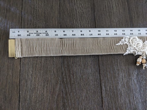 Beachy Boho Lace Flower & Bead Embellished Belt 30" Elasticated Summer Belt - Picture 6 of 8