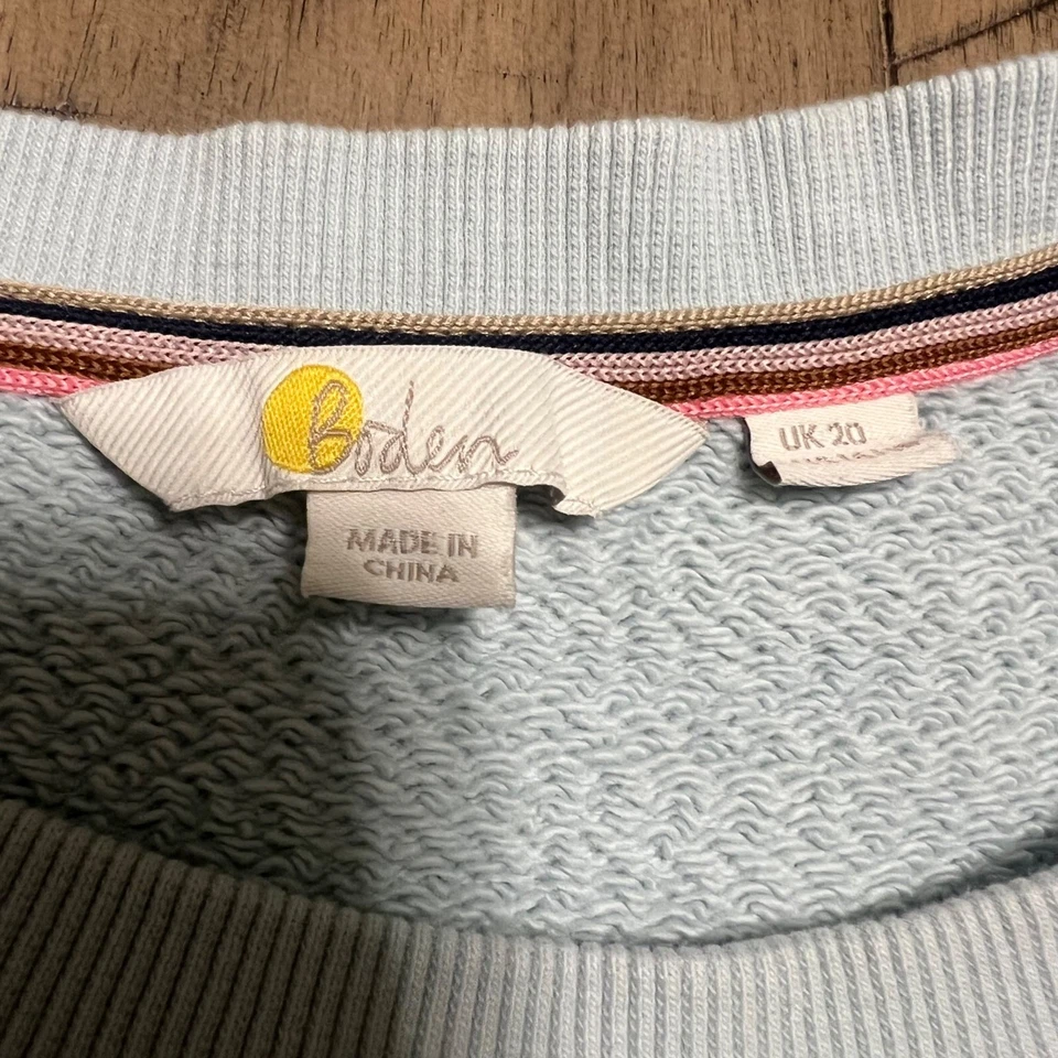 Sudadera Boden Azul Claro Manga Abullonada Bordada Mujer Talla US 16/18 Foto 3 de 4