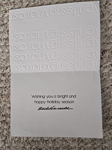 Mark Harmon ' C.S.I TV Show '  Signed' Christmas Card.