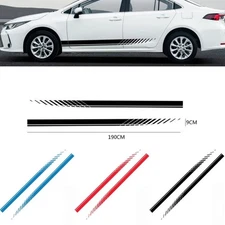 2pcs 74.8" Car Truck Side Skirt Door Racing Graphic Vinyl Sticker Decal Stripes