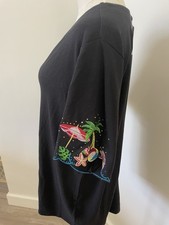 NWT - Quacker Factory Summer Fun Embroidered Cardigan Sweater - Black