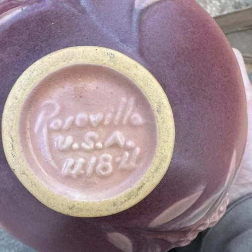 1940's Roseville Pottery Rose Pink Foxglove Jardiniere/Planter/Vase - Excellent