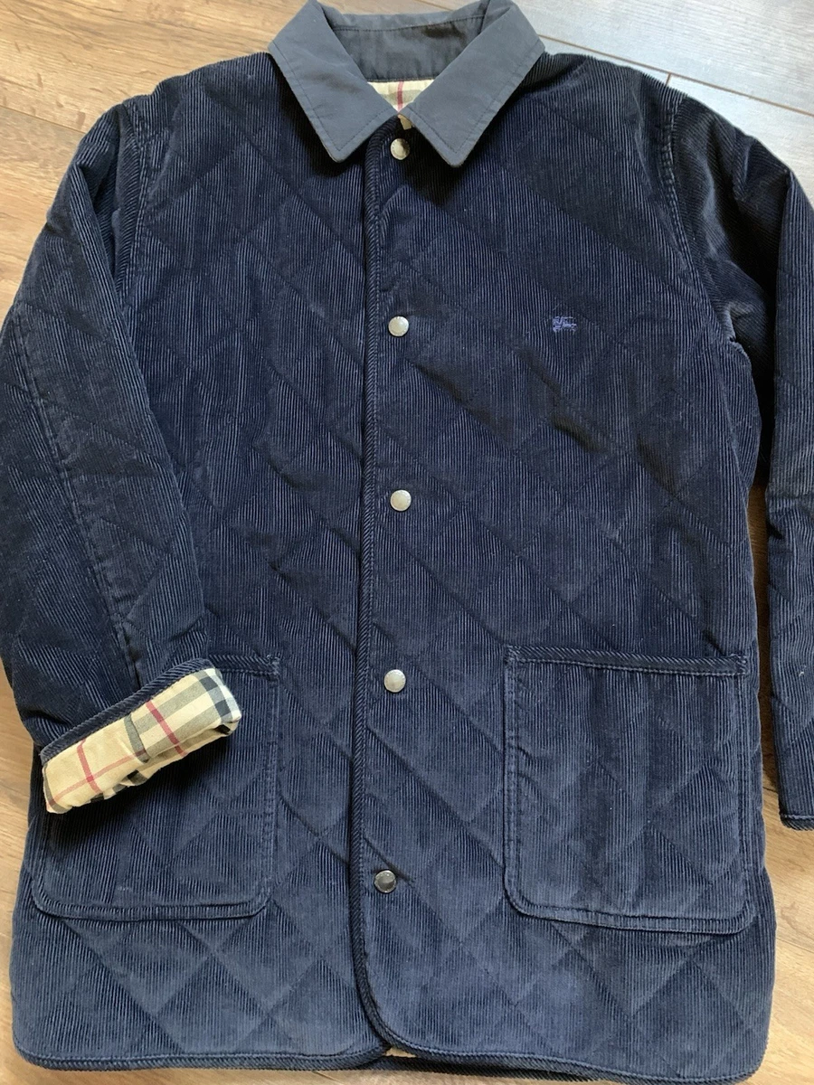 Burberry Chaqueta de terciopelo acanalado azul marino revestimiento azulejos algodón para mujer S