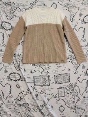 Superdry Premium Knitwear Sweater Women's M Colorblock Cable Knit Crew Neck